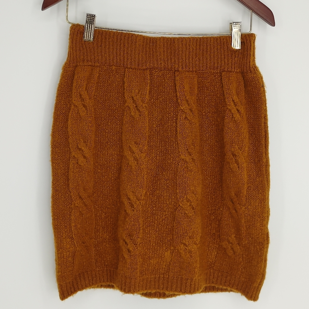 Urban Outfitters Rust Brown Sweater Knit Mini Stretch Skirt Fall